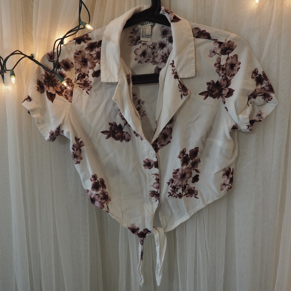 Floral button up crop top